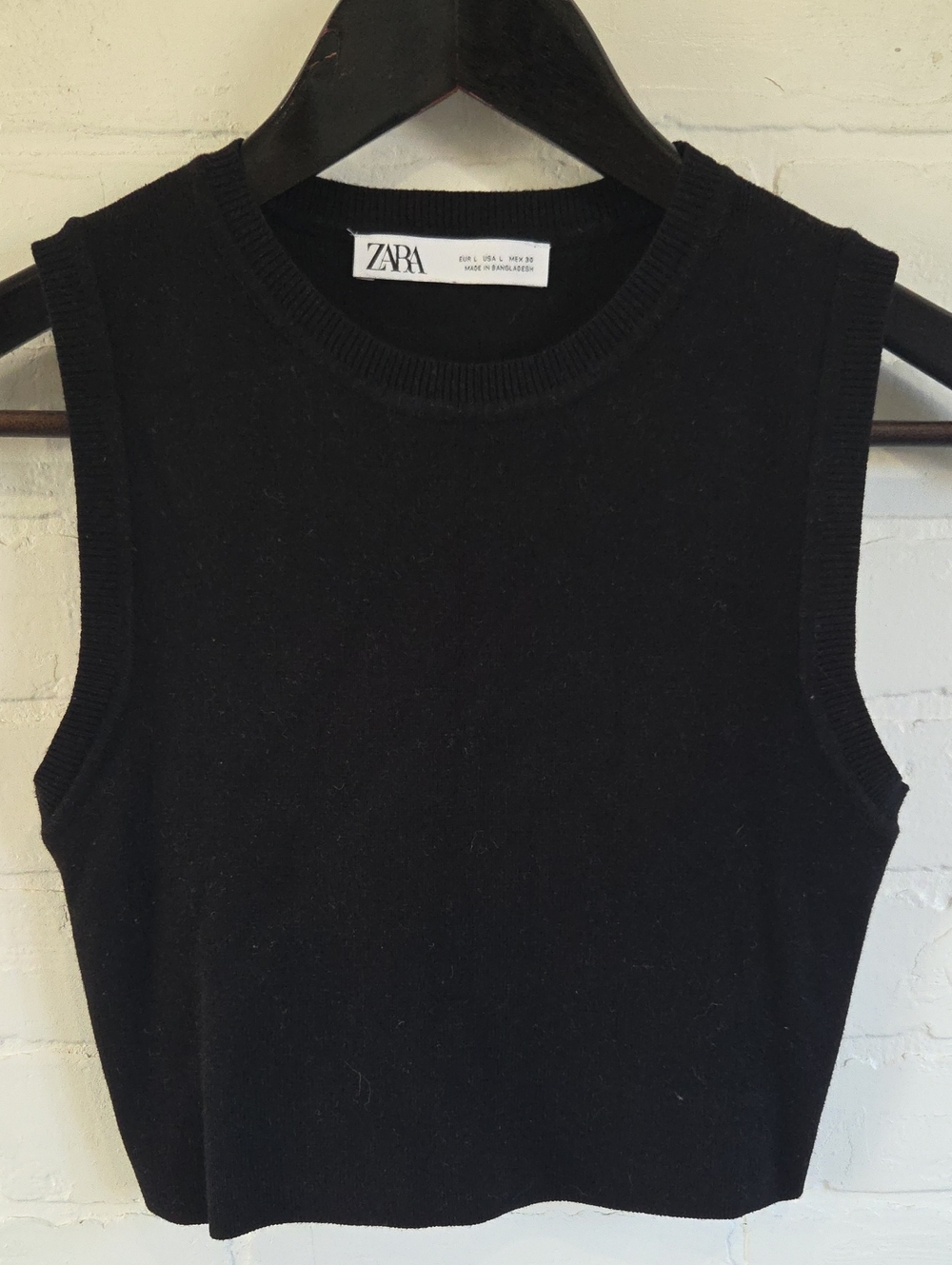 ZARA Black Cropped Knit Tank Top